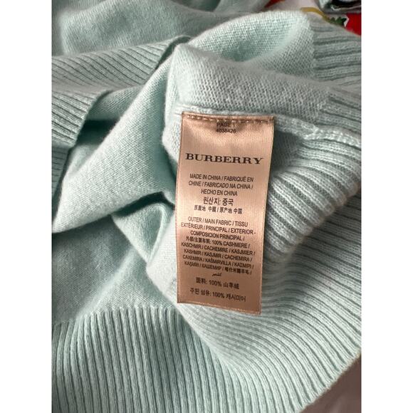 Burberry Brit 100% Cashmere Sweater Turquoise Gold Button Size M - Picture 6 of 9